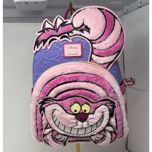 Disney Loungefly Alice In Wonderland Cheshire Cat Fuzzy Mini Backpack NWT